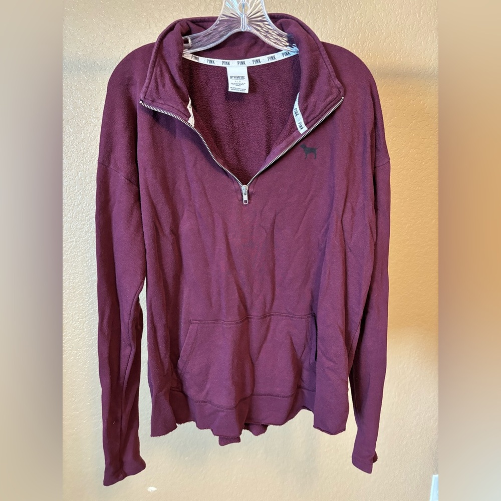 Pink by Victoria Secret Burgundy Varsity Style Pullover